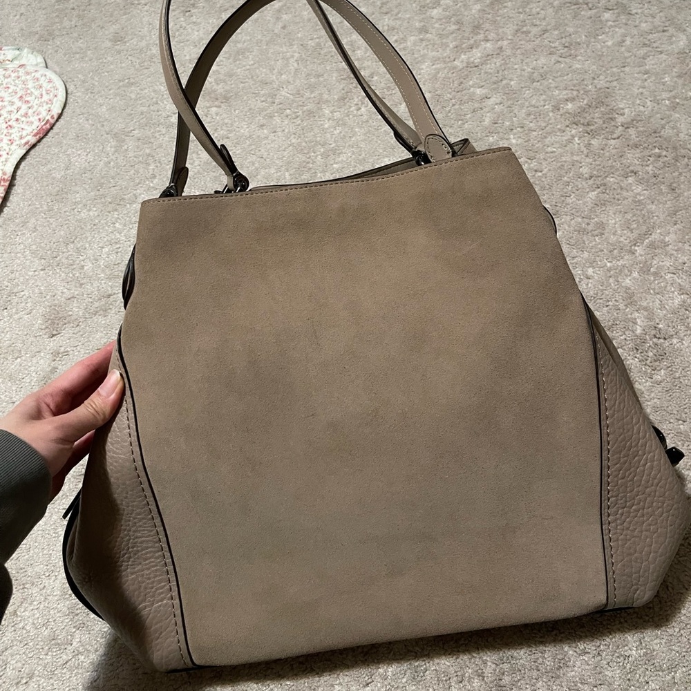 COACH EDIE Mixed Leather Shoulder Bag